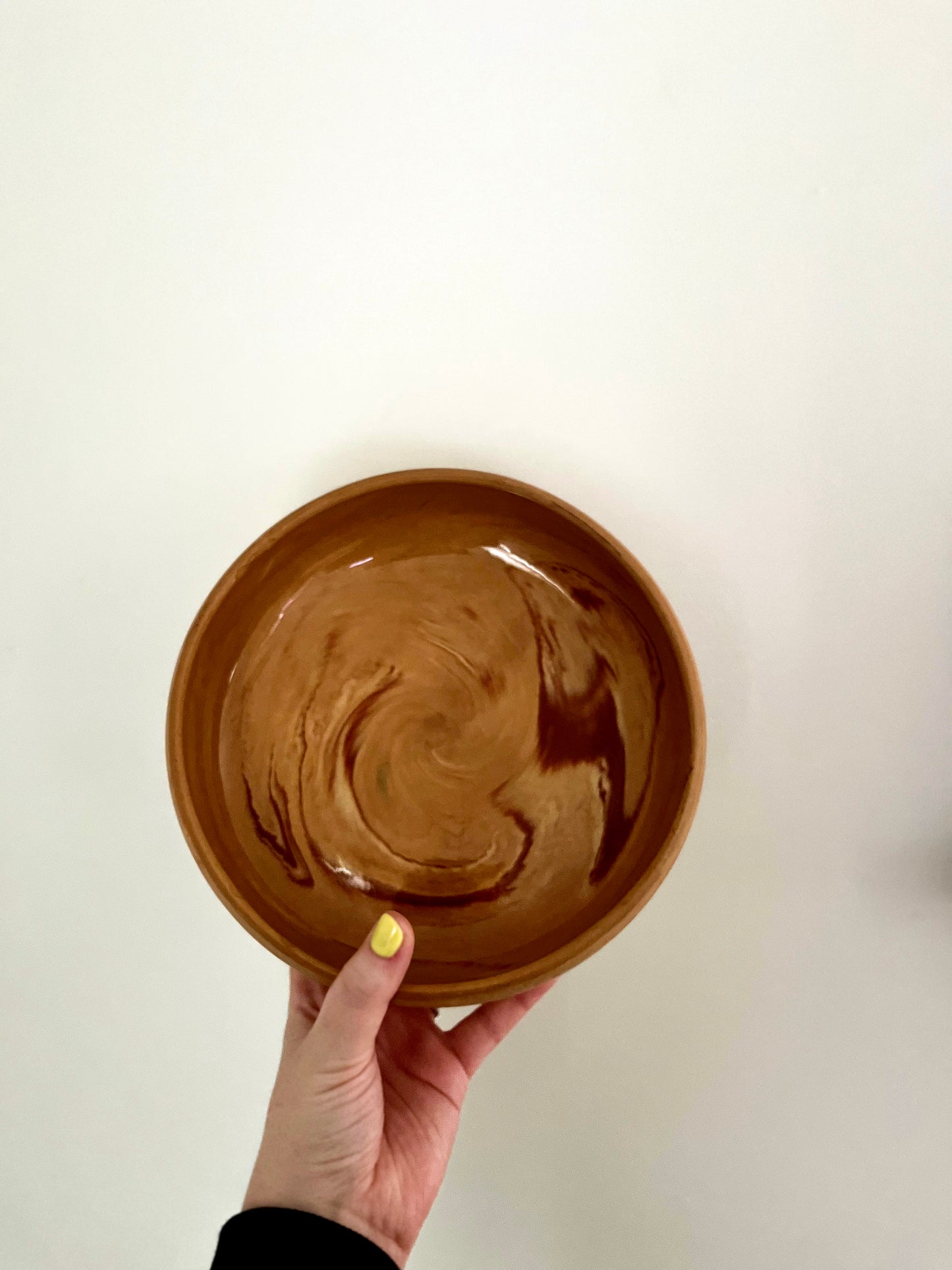 Pair of Stackable Red Swirl Clay Dinner Bowls