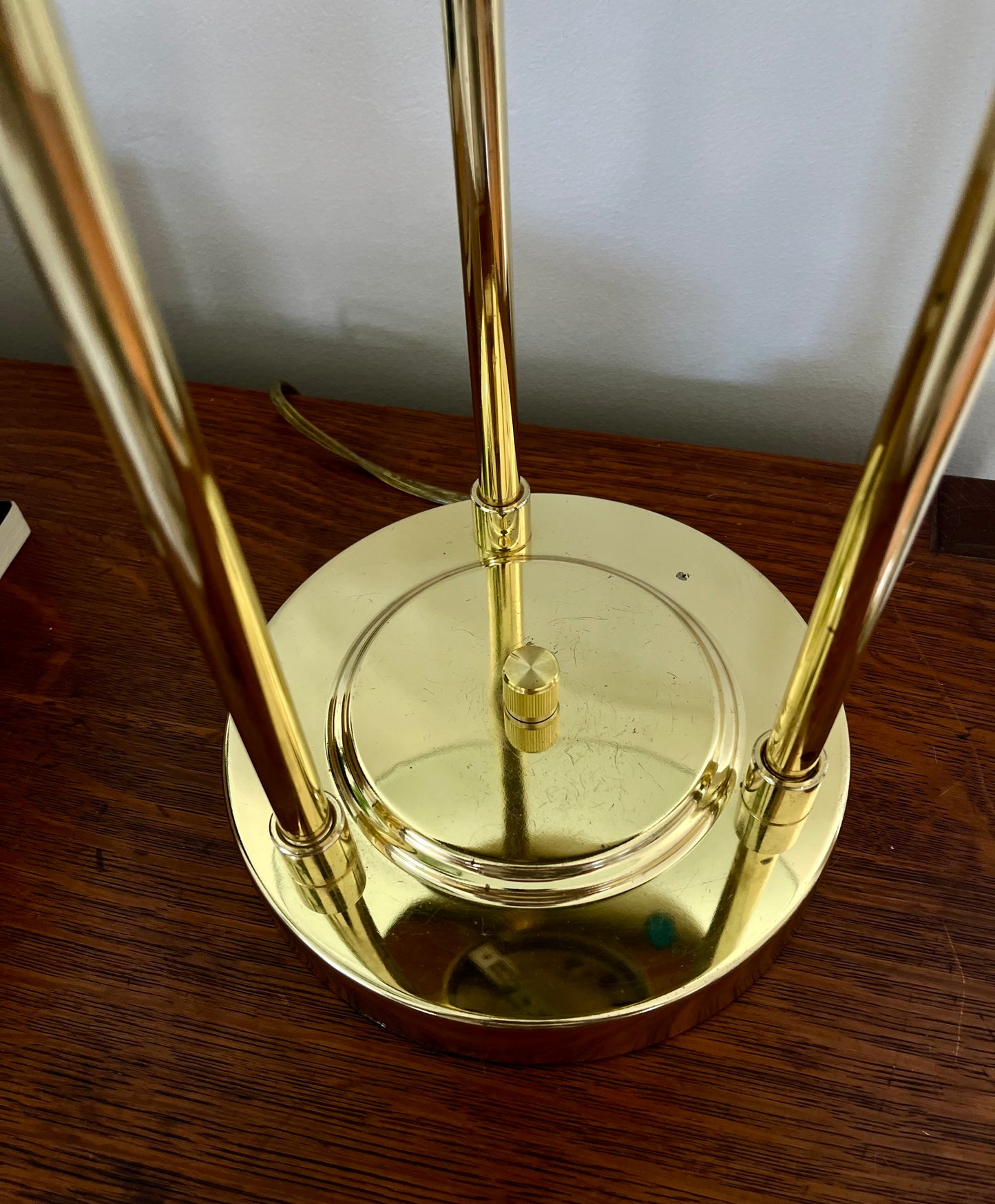 1980s Robert Sonneman Style Saturn Table Lamp – Vintage Brass & Glass Modernist Lighting