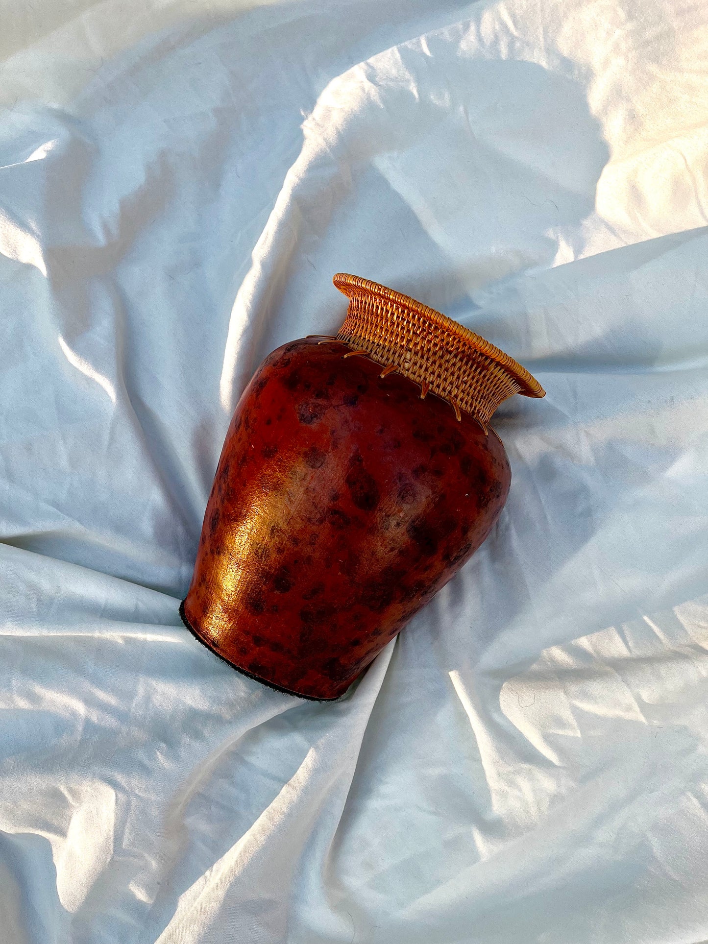 Handmade Brown & Woven Rattan Tribal Vase