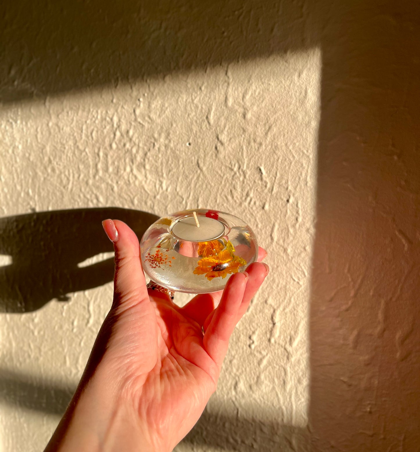Floral Resin Tealight Candle Holder