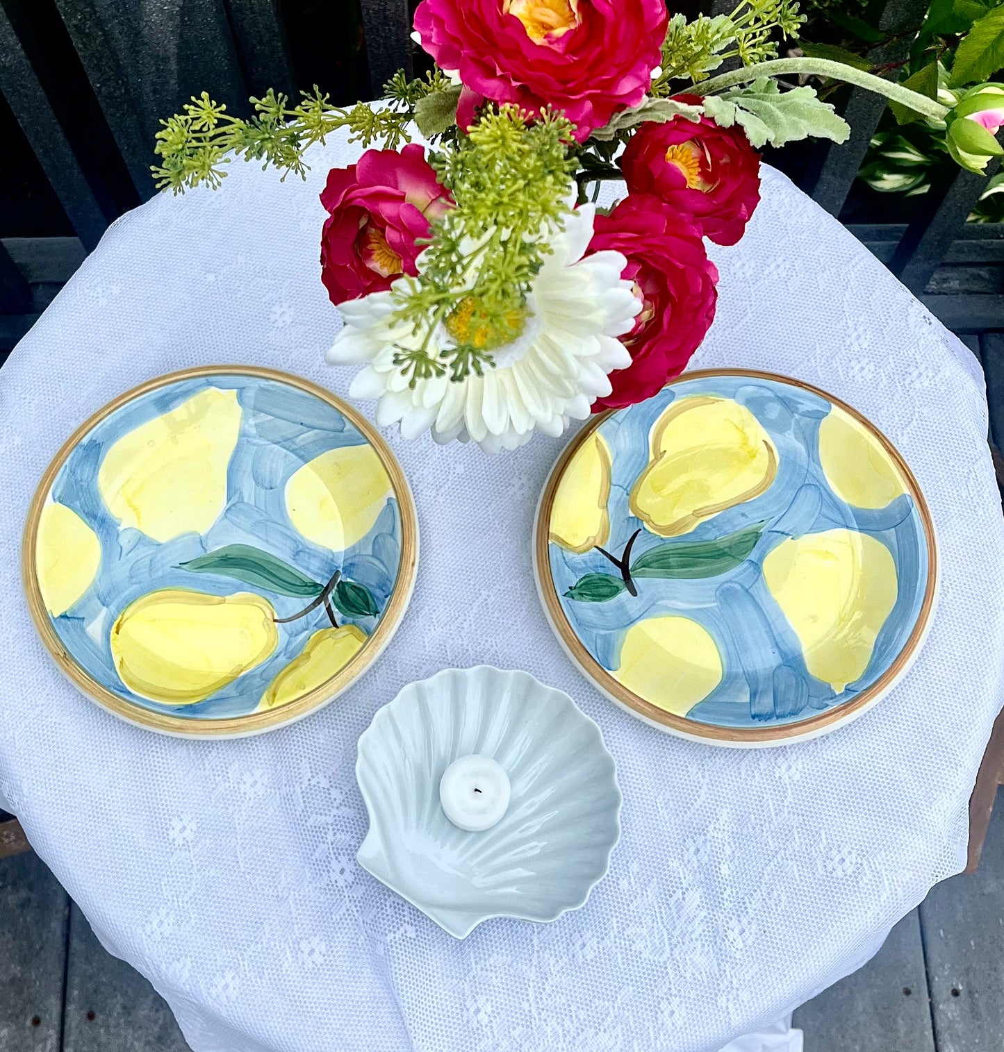 Pair of Vintage Hand Painted Pear Dishes by Bella Ceramica