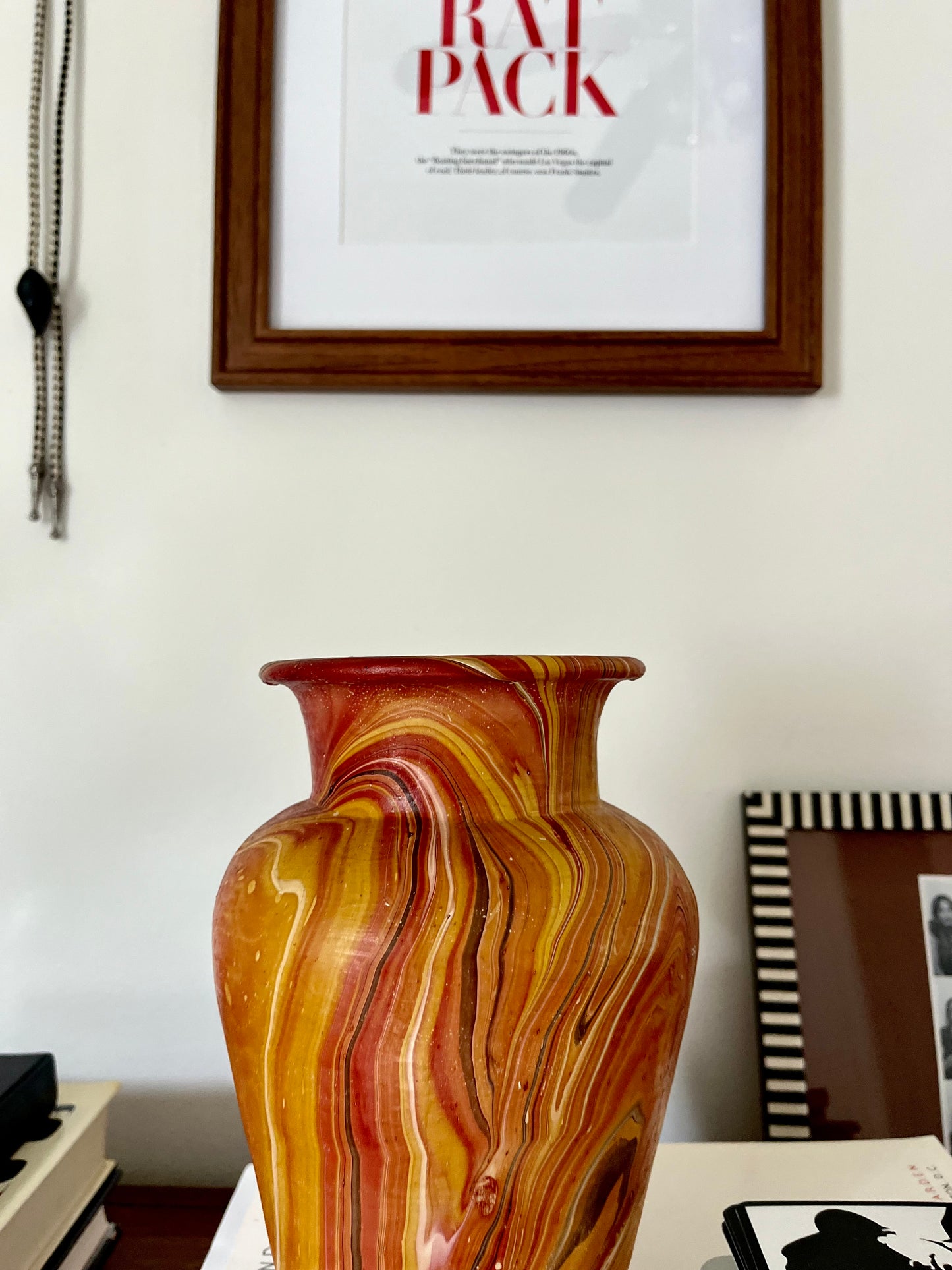 Vintage Indonesian Orange Swirl Clay Vase