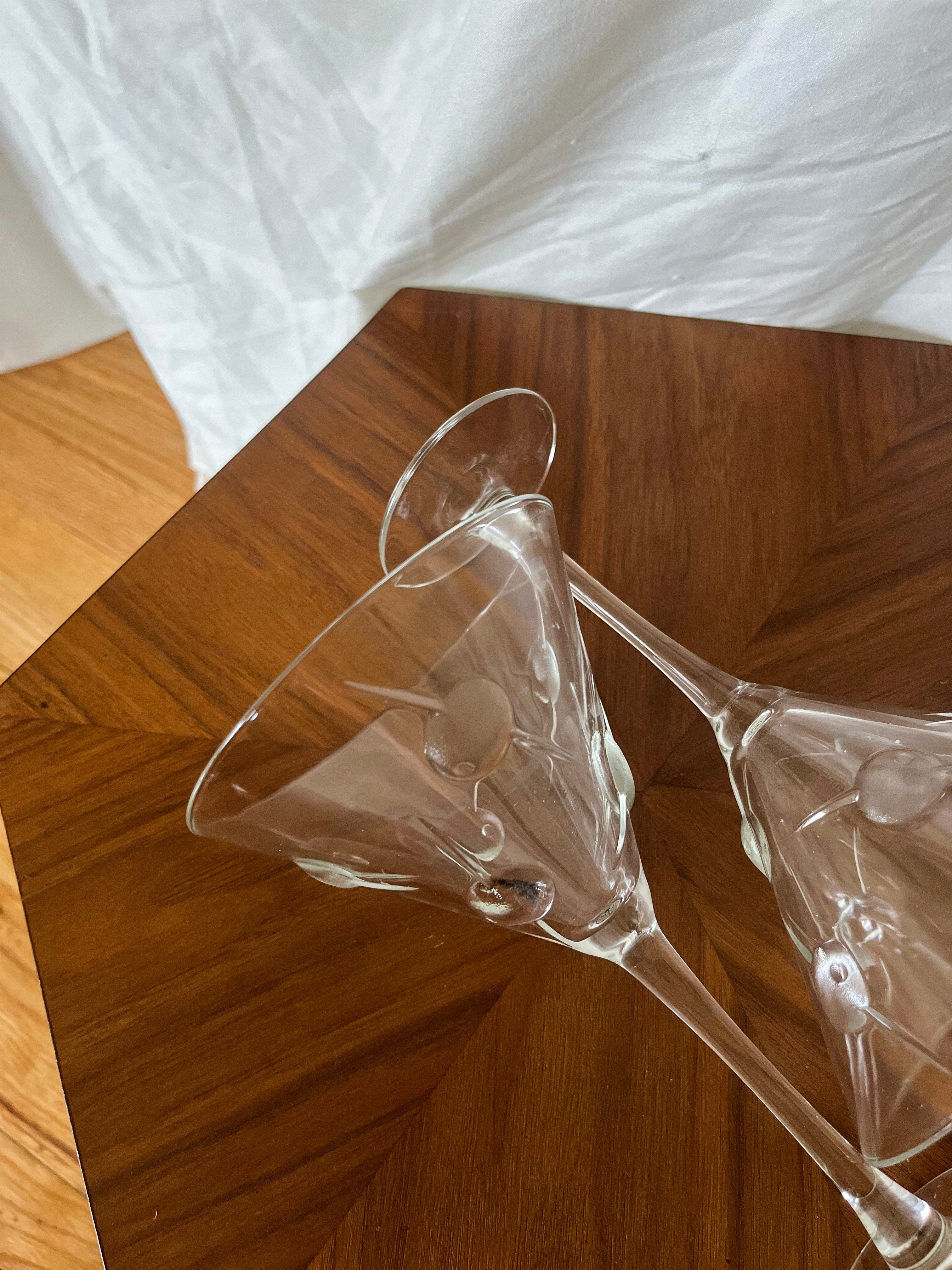 Etched Olive Martini Glasses (Set of 2) — Vintage Barware