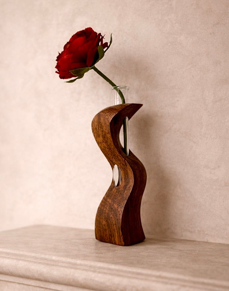 Mid-Century Danish Modern Teak Sculptural Bud Vase (c. 1960s)