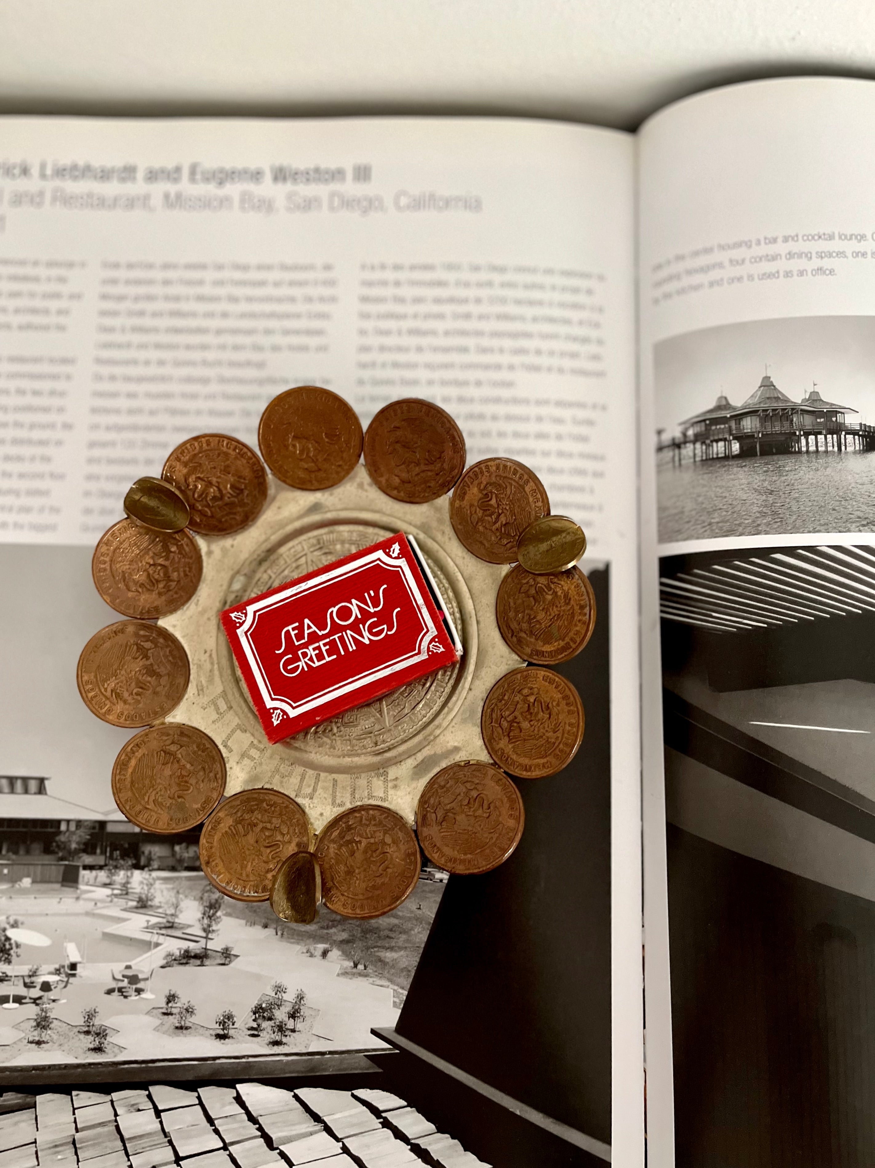 Vintage Mexican Coin Dish with Aztec Calendar Center