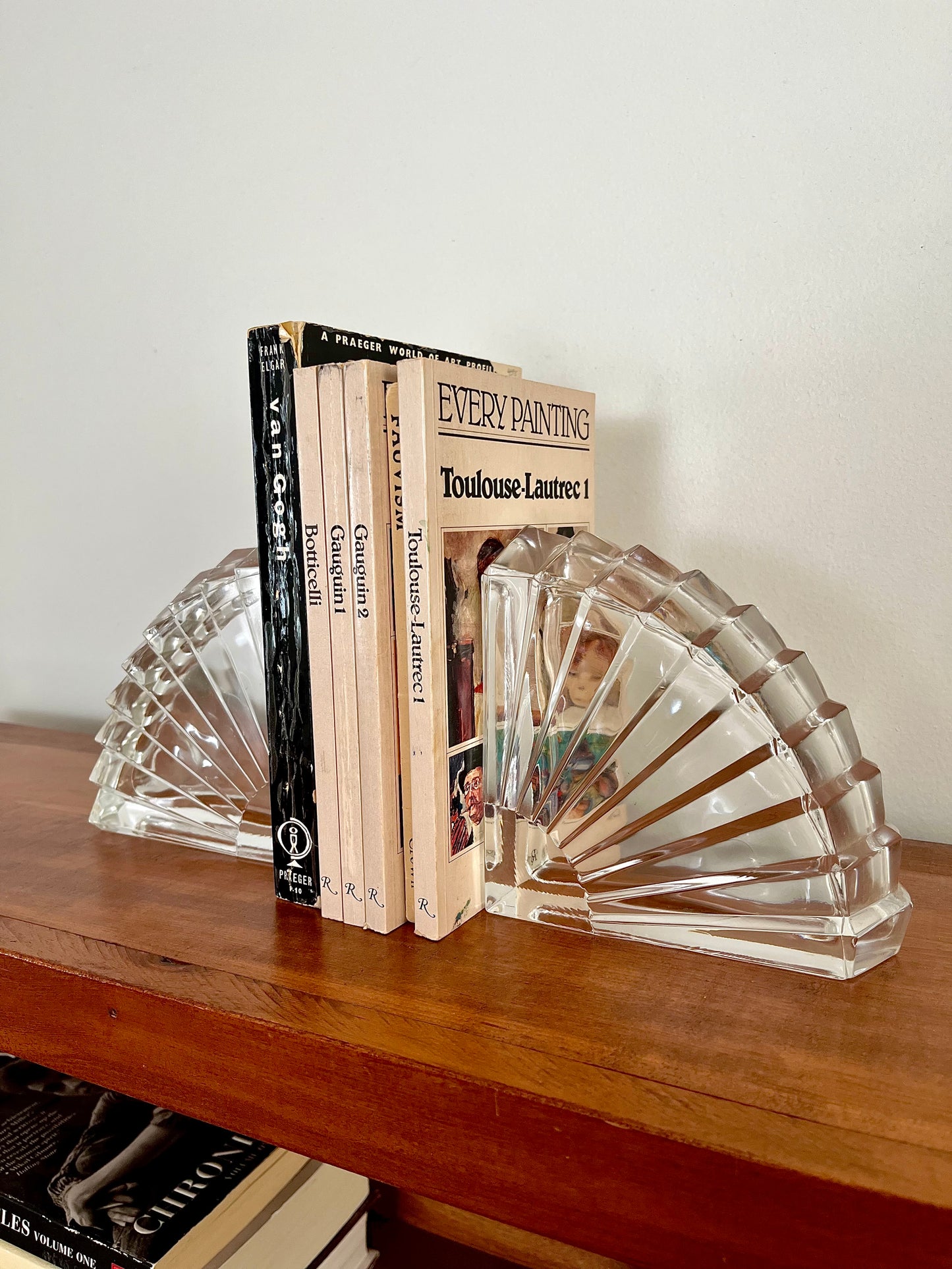 Vintage Cristal d’Arques French Crystal Bookends – Art Deco Fan Shell Design (Pair)