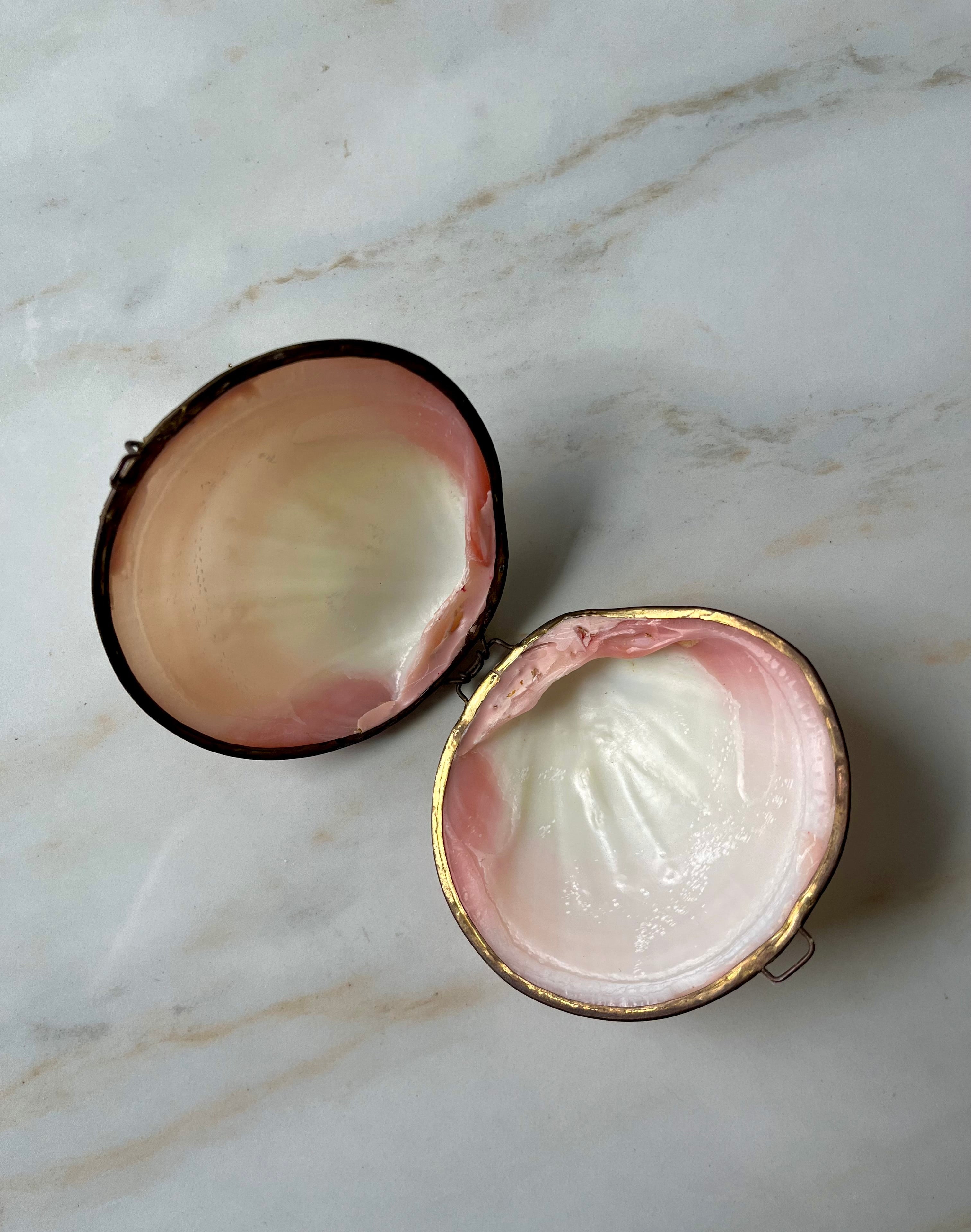 Vintage Blush Mother-of-Pearl Shell Trinket Box