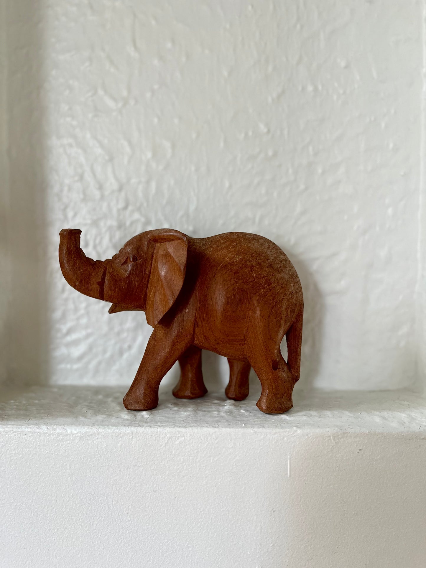 Hand-Carved Teak Elephant Figurine