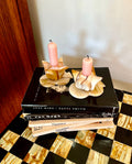 Vintage Onyx Tulip Candle Holders – Midcentury Stone Candle Set (Pair)