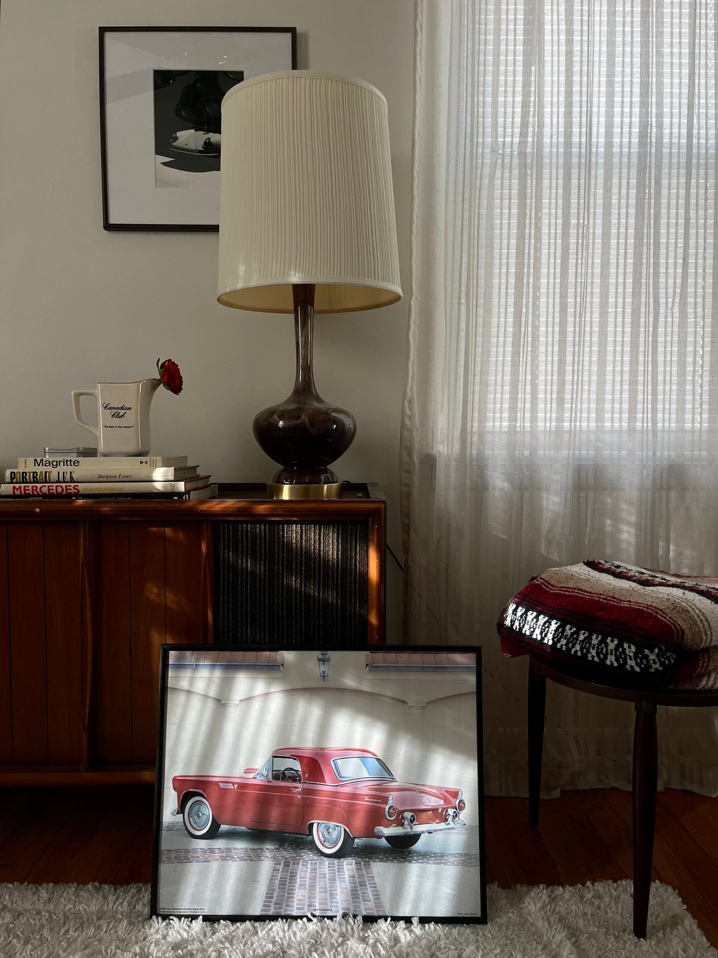 Red Thunderbird Print — Framed Vintage Auto Photograph