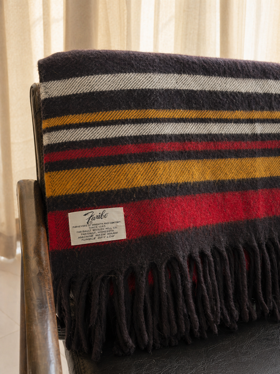 Vintage Faribo Stripe Wool Throw Blanket| Faribault Woolen Mill Co.