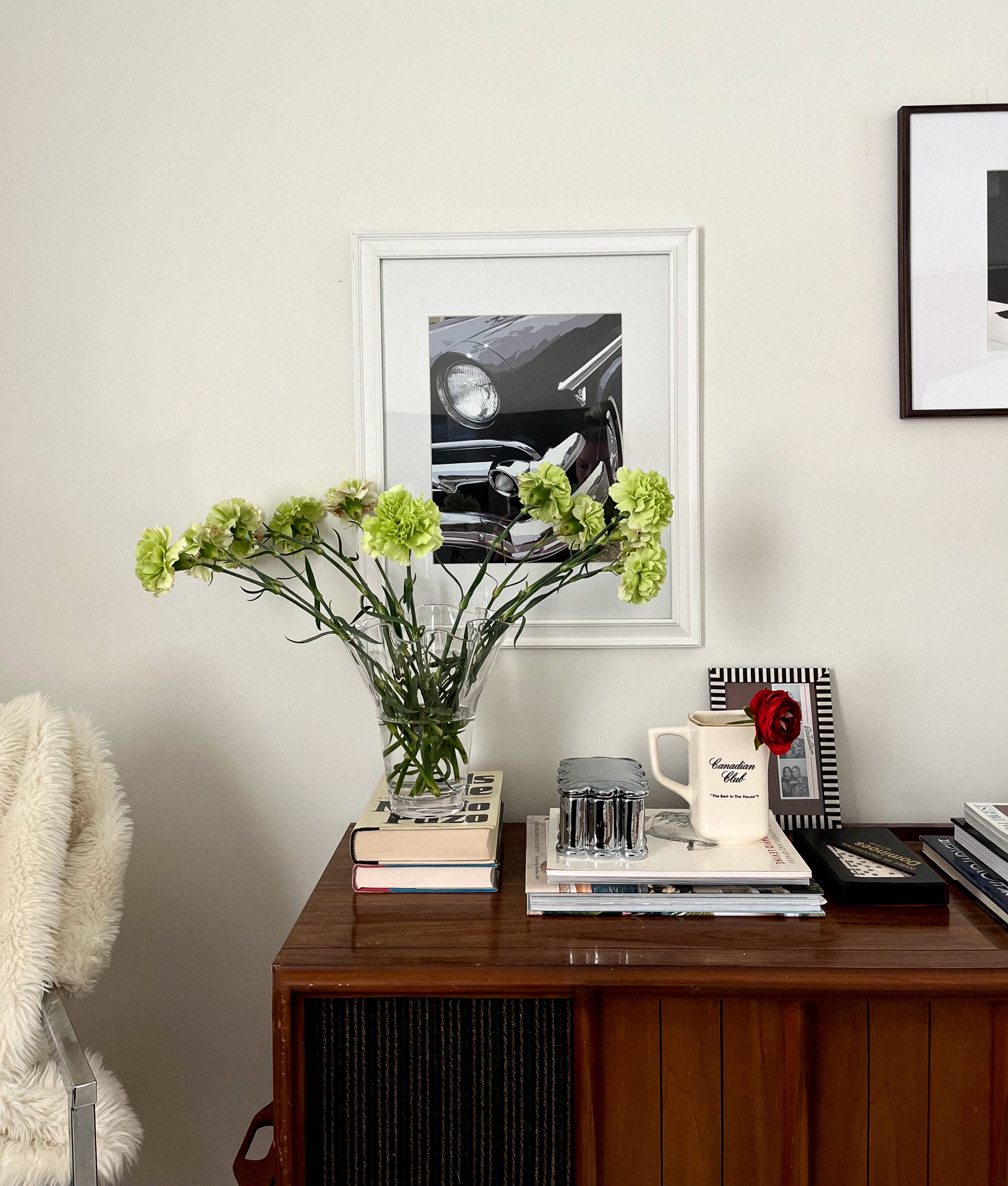 Black Vintage Classic Car Art Print White Frame