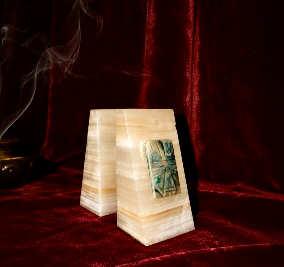 Vintage Banded Onyx Bookends