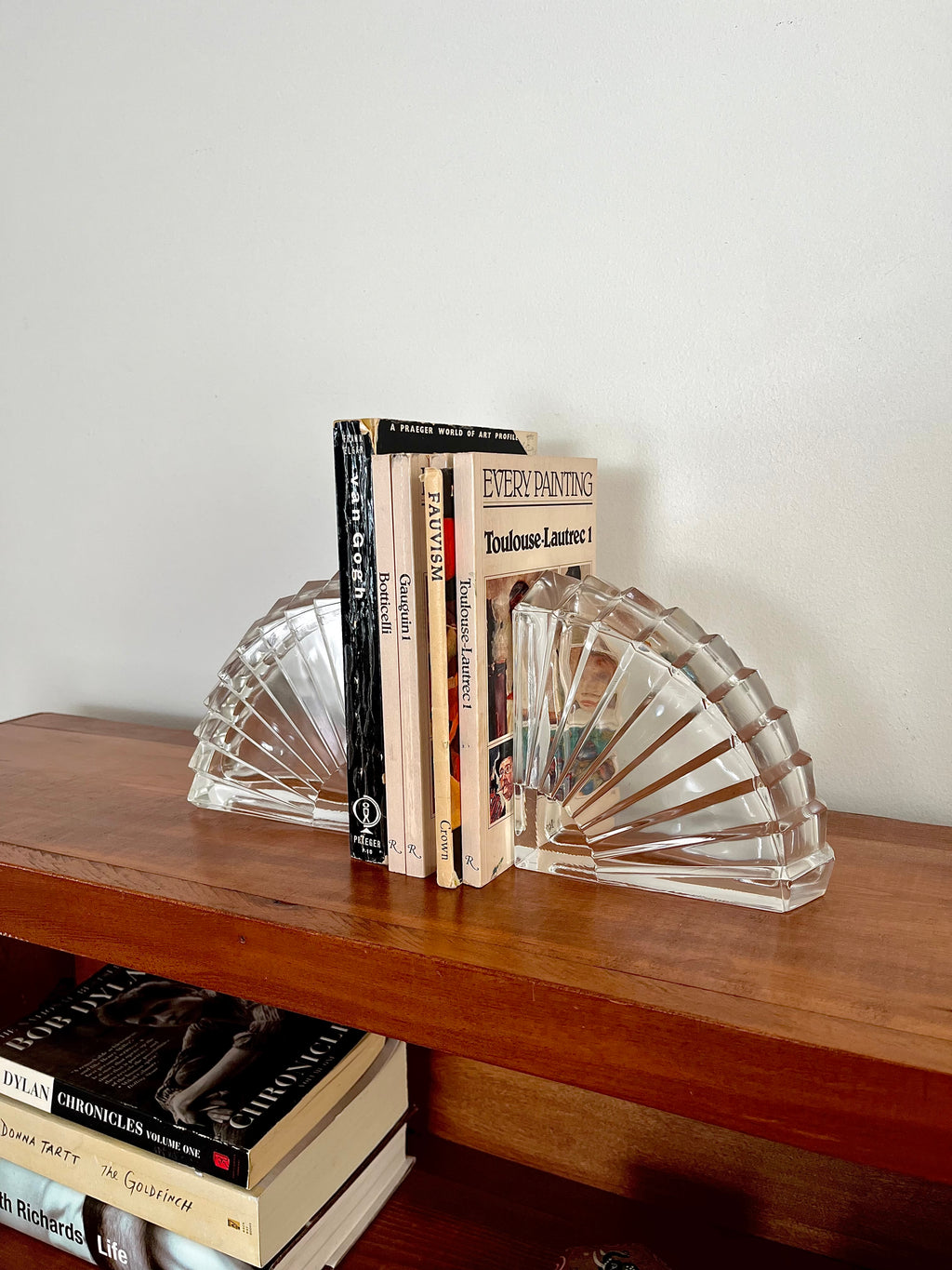 Vintage Cristal d’Arques French Crystal Bookends – Art Deco Fan Shell Design (Pair)