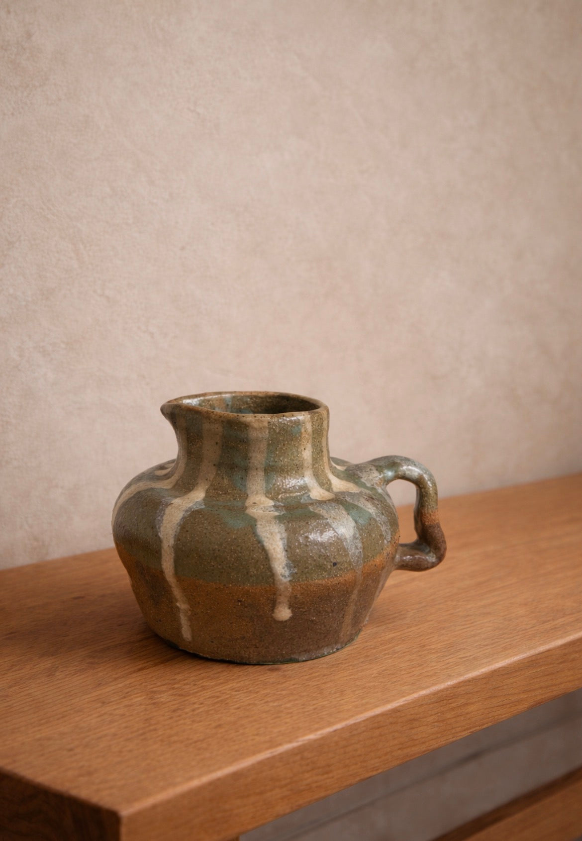 Stoneware Mini Pitcher with Drip Glaze
