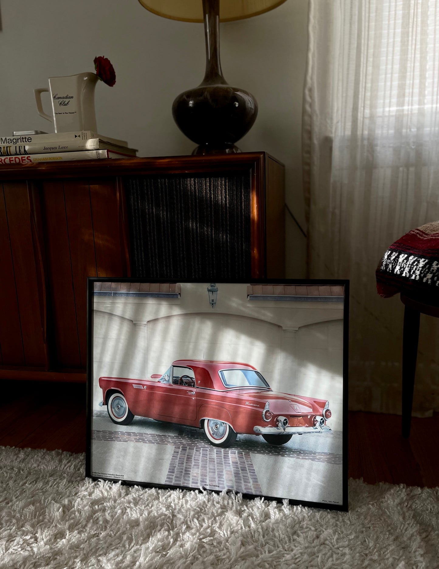 Red Thunderbird Print — Framed Vintage Auto Photograph