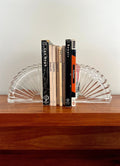 Vintage Cristal d’Arques French Crystal Bookends – Art Deco Fan Shell Design (Pair)