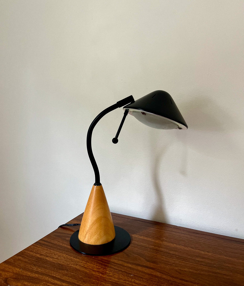 Vintage Midcentury Modern UFO Cone Neck Desk Lamp