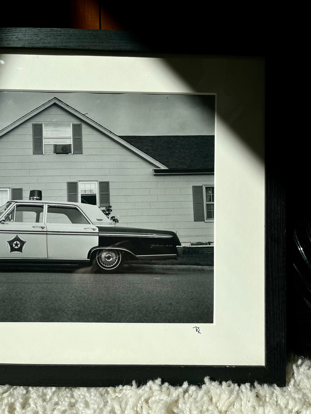 Vintage Black & White Photograph – “Sheriff Cruiser, Mayberry” (Early 1990s)