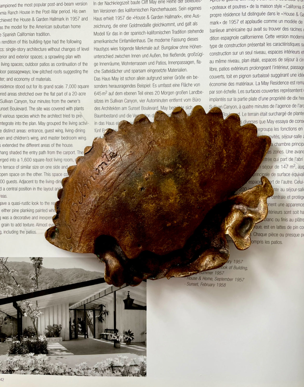 Vintage Bronze Fan Goddess Catchall Trinket Dish – Signed F. Belmonte