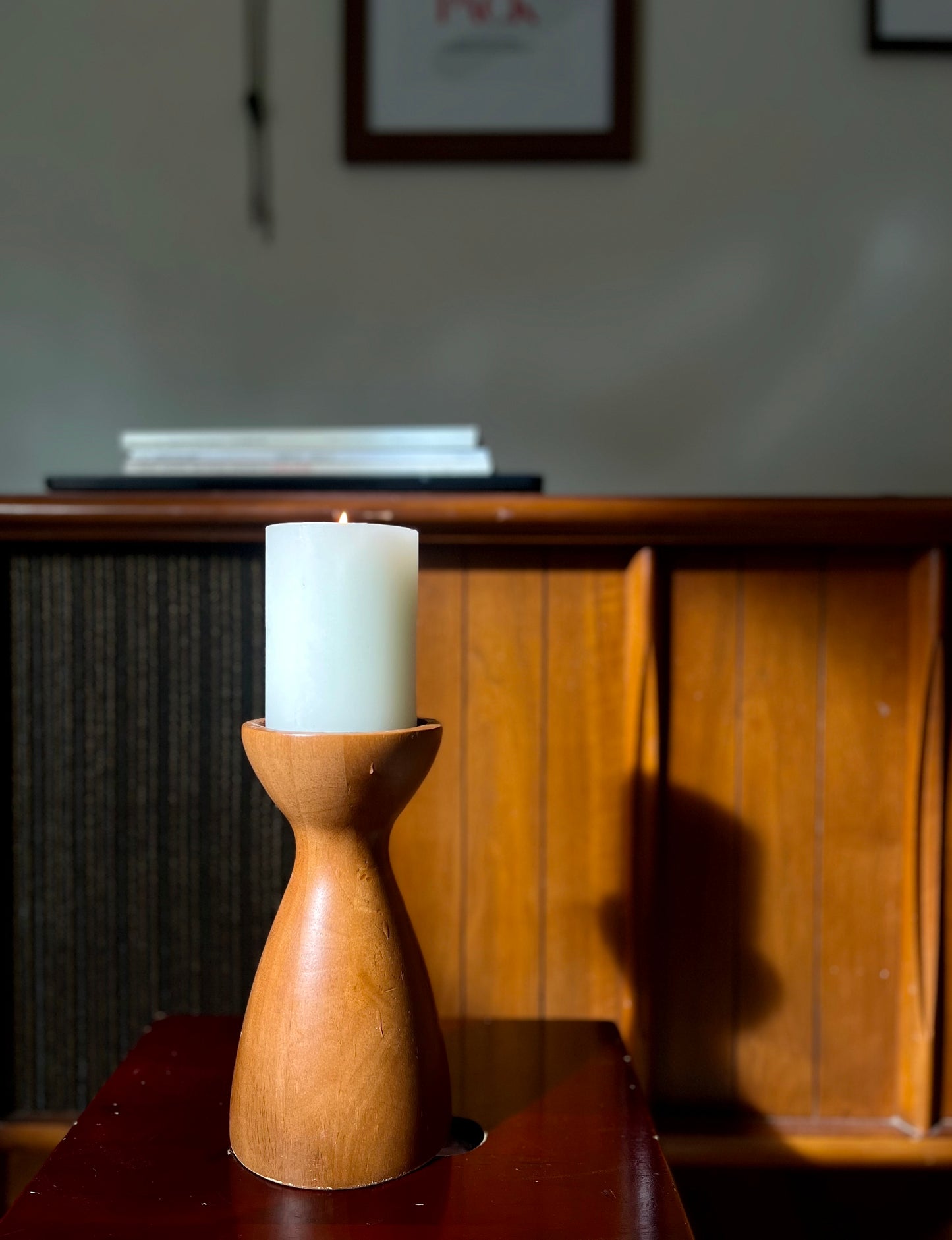 Sculpted Midcentury Teak Candle Holder