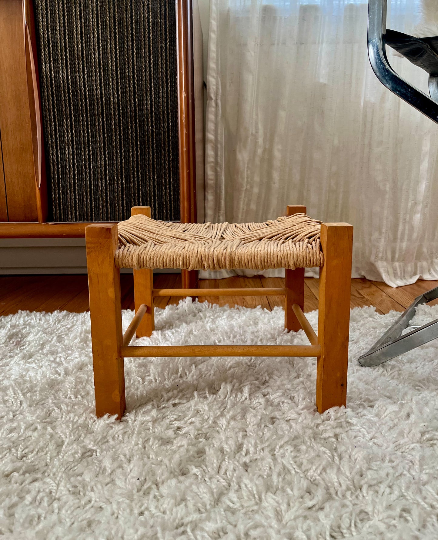 Midcentury Danish Woven Foot Stool