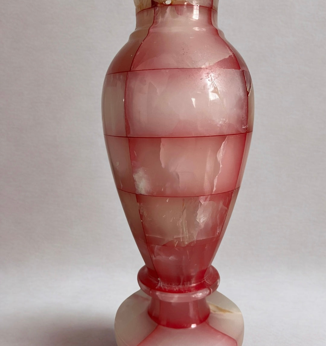 Vintage Pink Onyx Hand-Carved Bud Vase