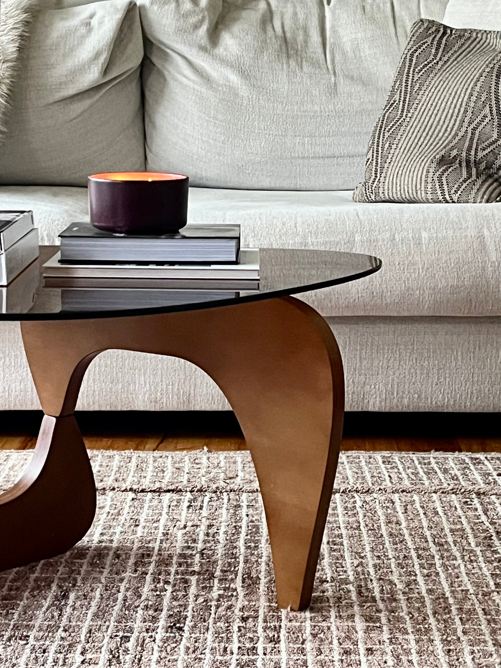 Smoke Glass Noguchi-Inspired Coffee Table