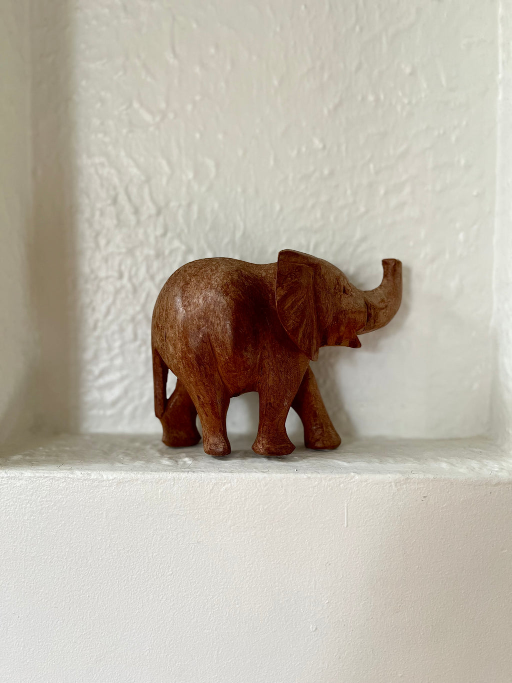 Hand-Carved Teak Elephant Figurine