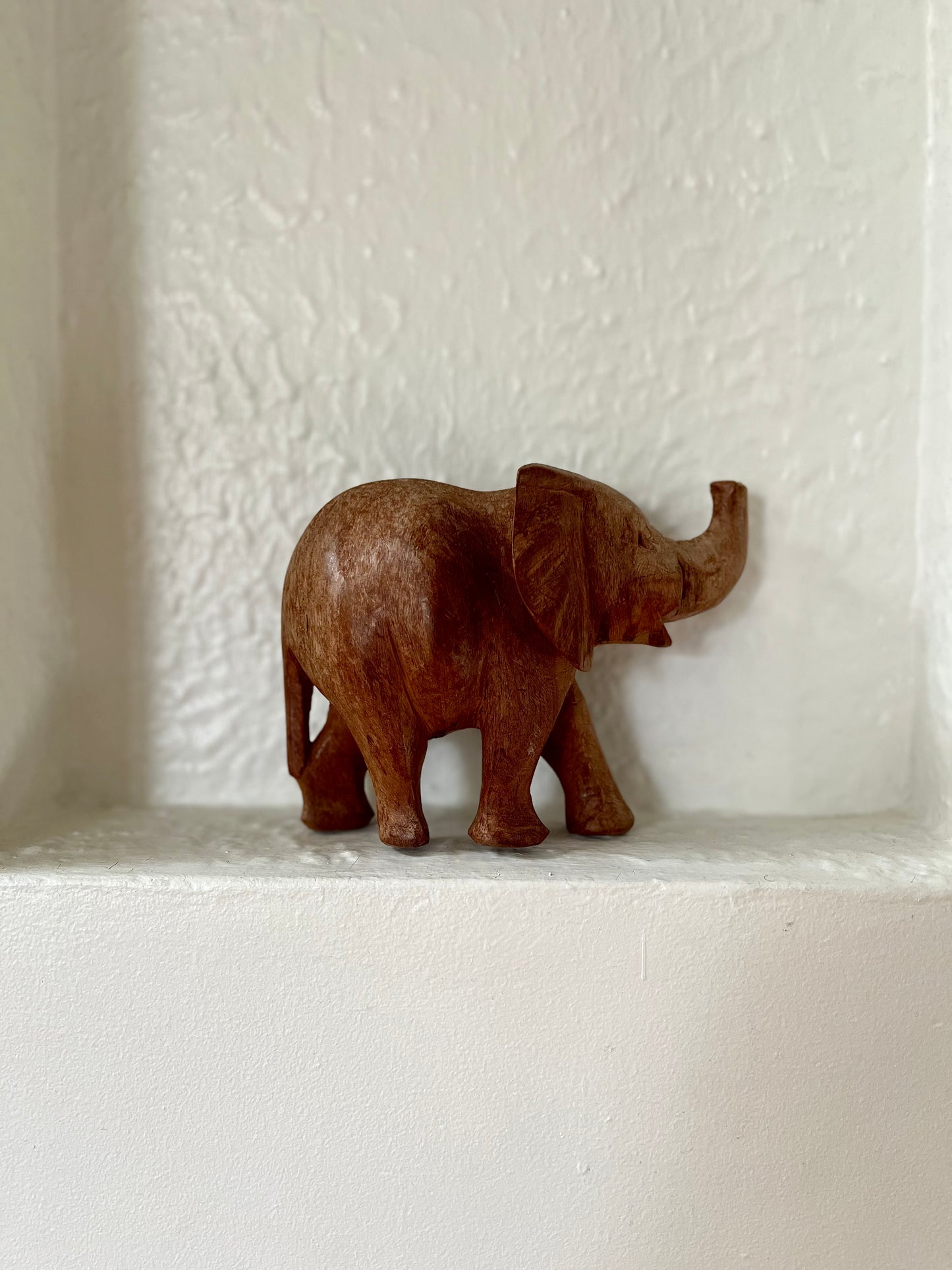 Hand-Carved Teak Elephant Figurine