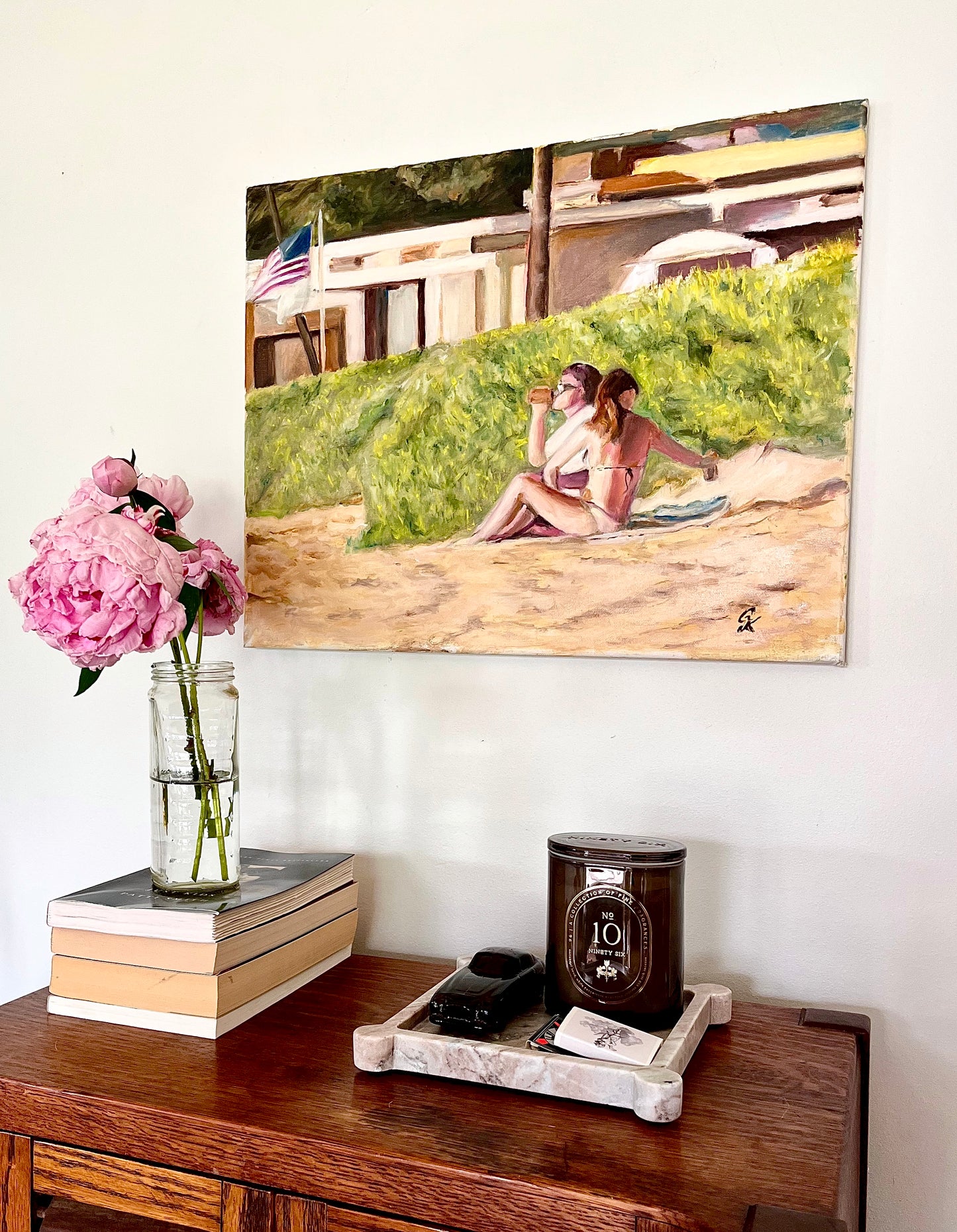 Original Art Beach Scene Summer Painting Canvas 16x20