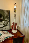 Tall Midcentury 31" Orange Brown & Speckled White Table Lamp