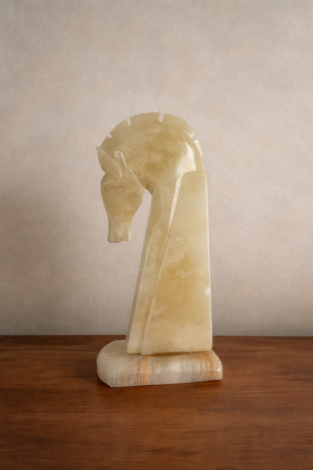 1970s Italian Alabaster Horse Head Bookend