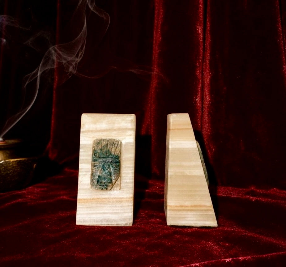 Vintage Banded Onyx Bookends