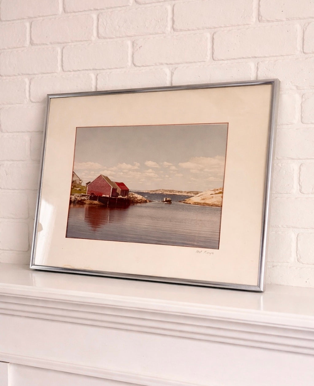 Vintage Coastal Photograph, Signed Nat Kaye (c. 1970s) – Framed 16x20 Nautical Landscape