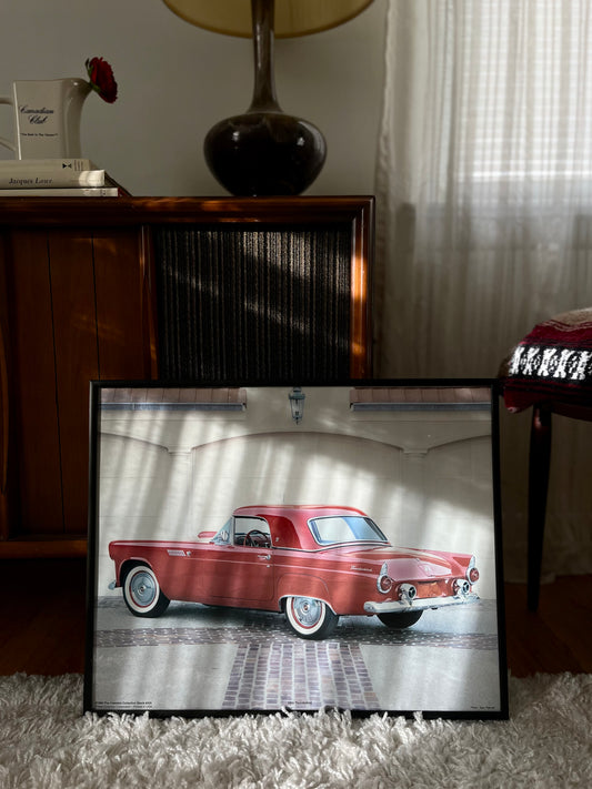Red Thunderbird Print — Framed Vintage Auto Photograph