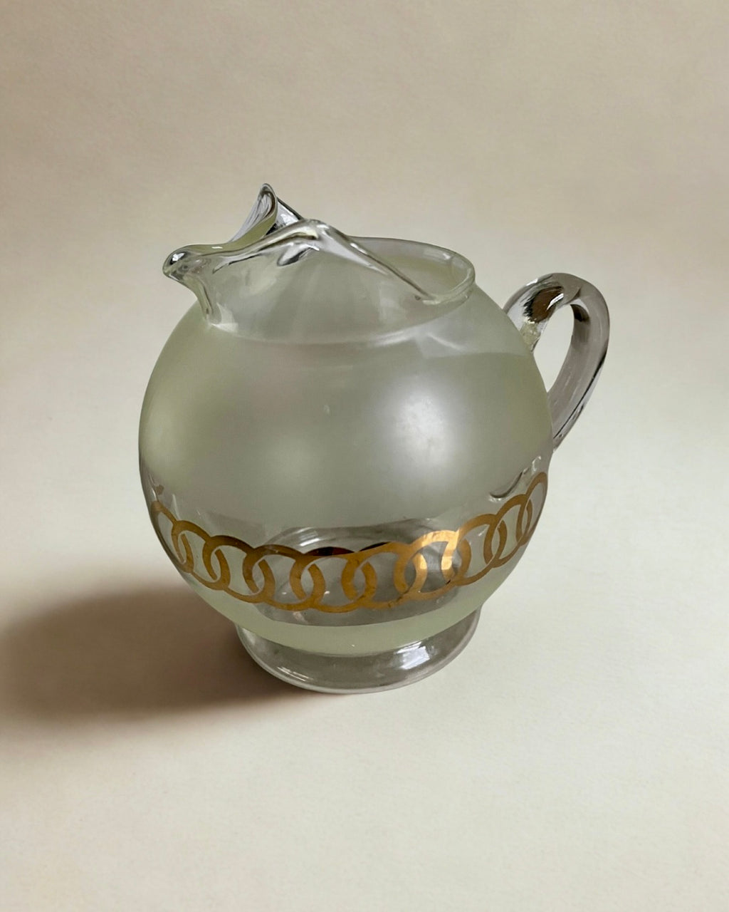 MCM Ball Shaped Pitcher with Gold Ring Accents