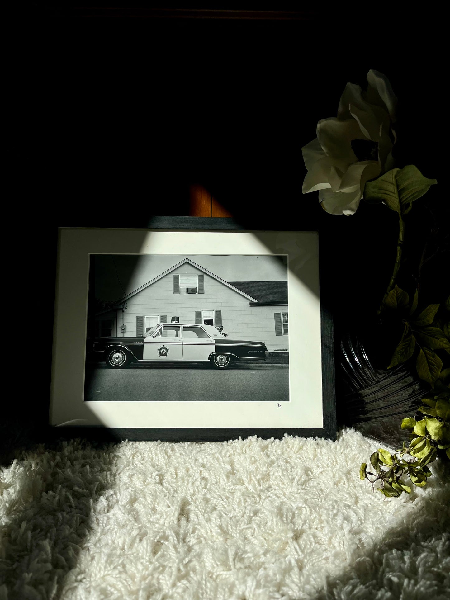 Vintage Black & White Photograph – “Sheriff Cruiser, Mayberry” (Early 1990s)