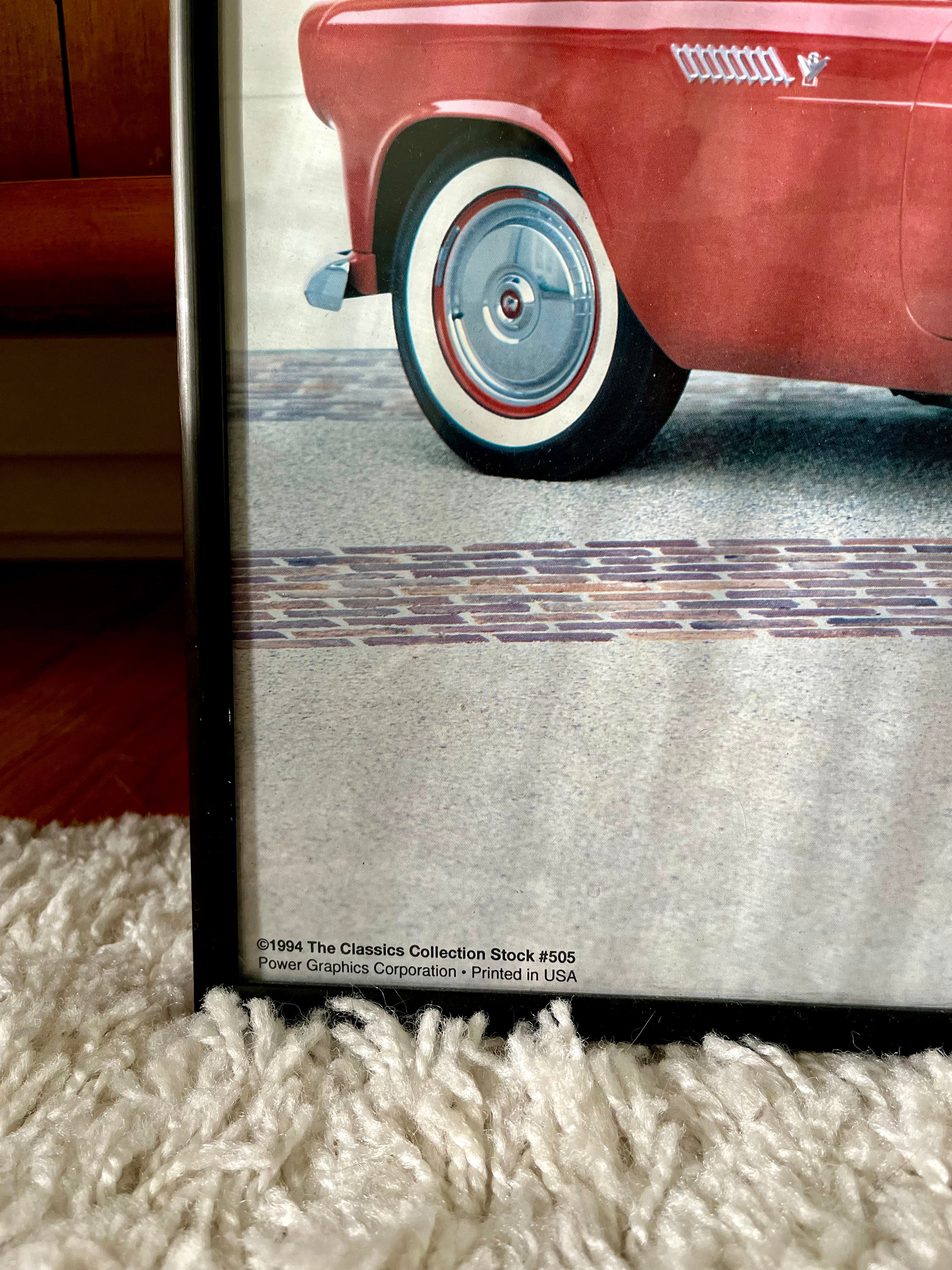 Red Thunderbird Print — Framed Vintage Auto Photograph