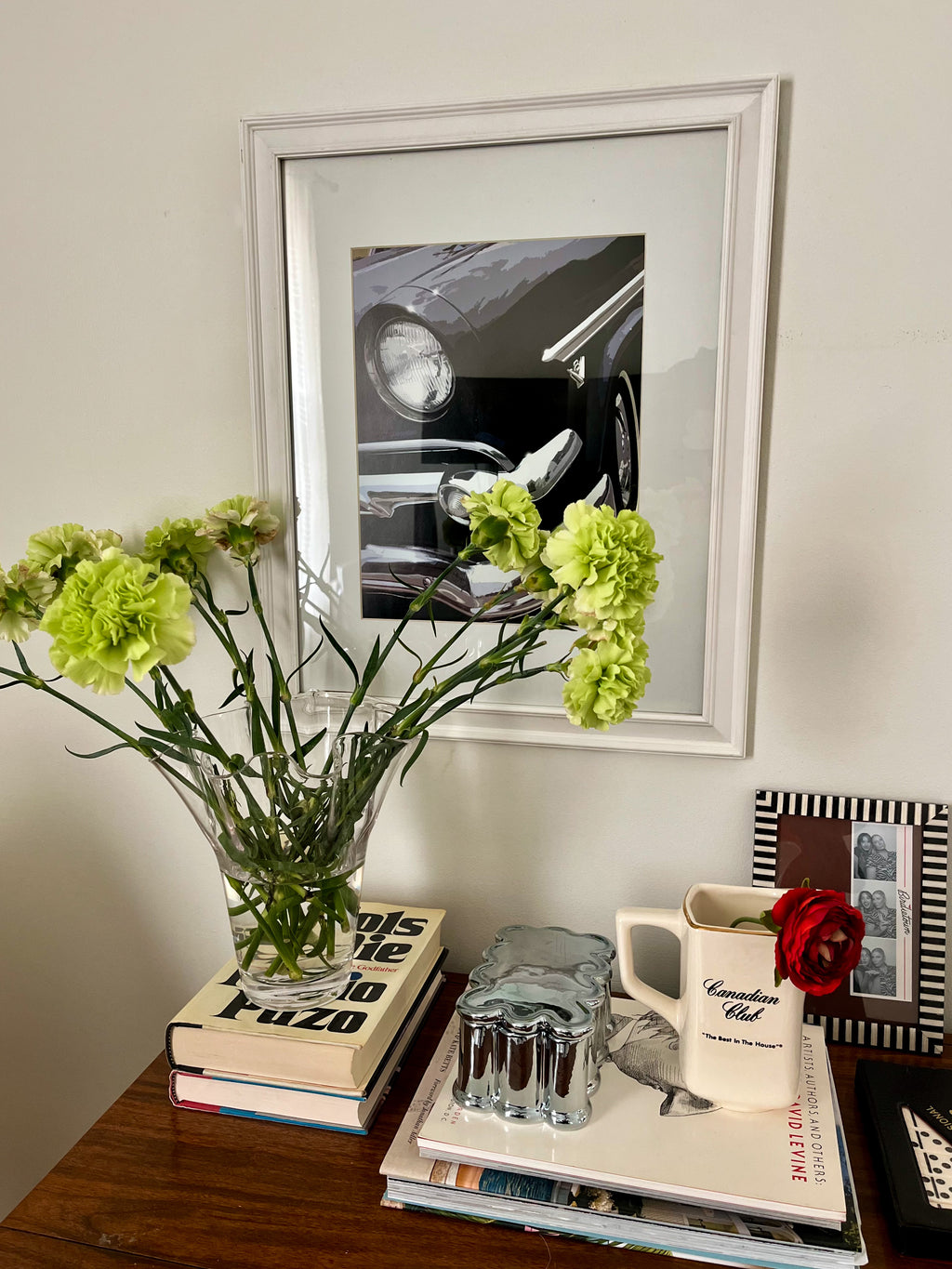 Black Vintage Classic Car Art Print White Frame