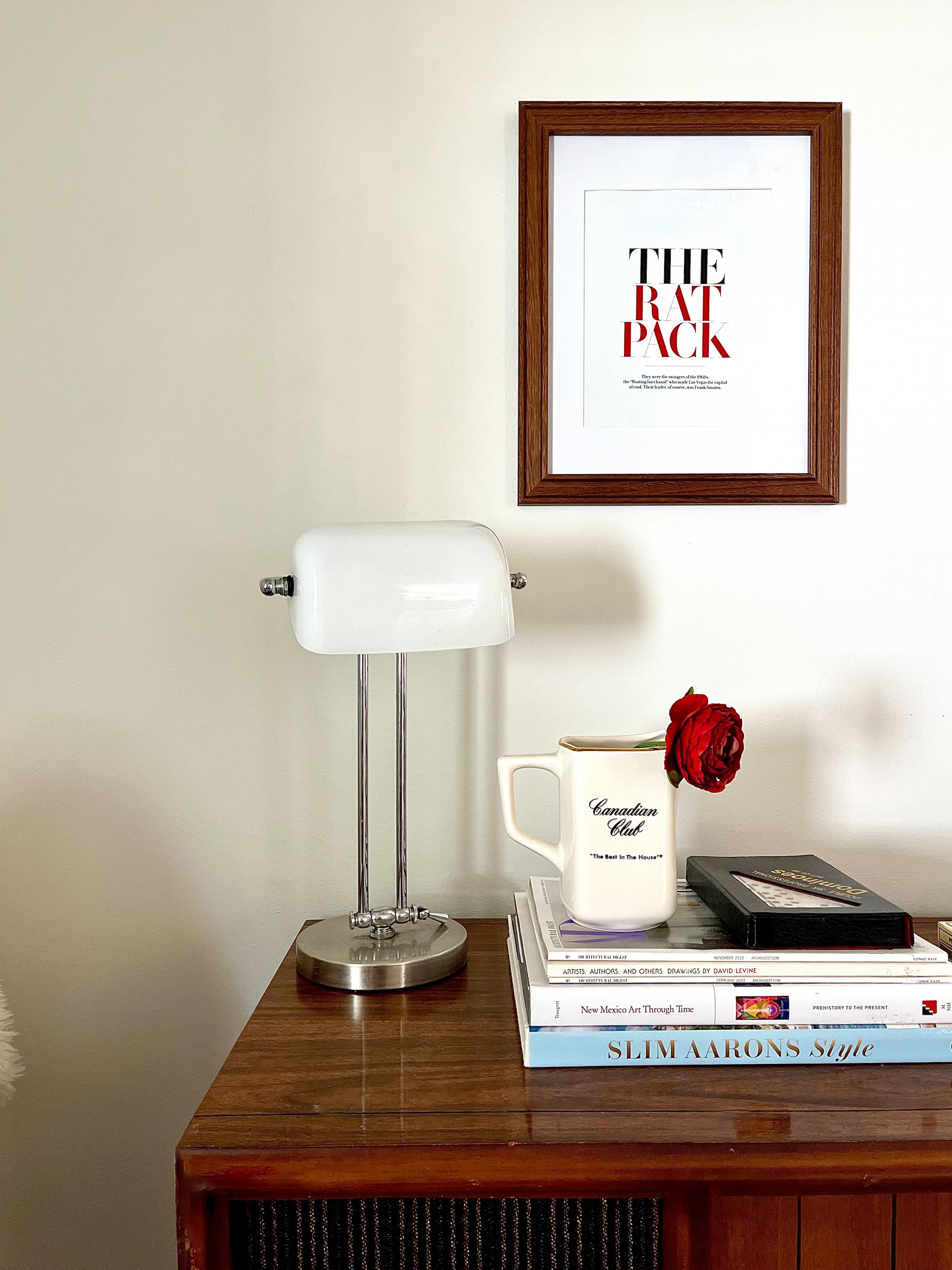 Vintage White Glass Banker’s Lamp – Midcentury Modern Desk Lighting