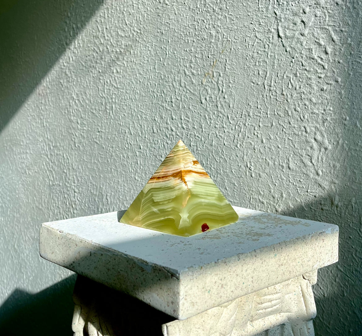 Vintage Green Onyx Pyramid Sculpture