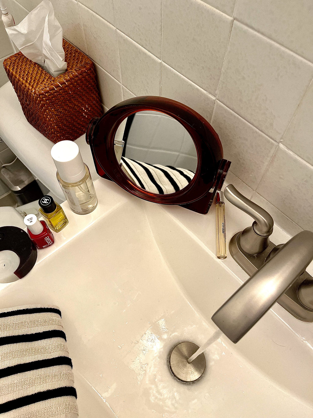 MCM 1970s Acrylic Tabletop Vanity Mirror Double Sided