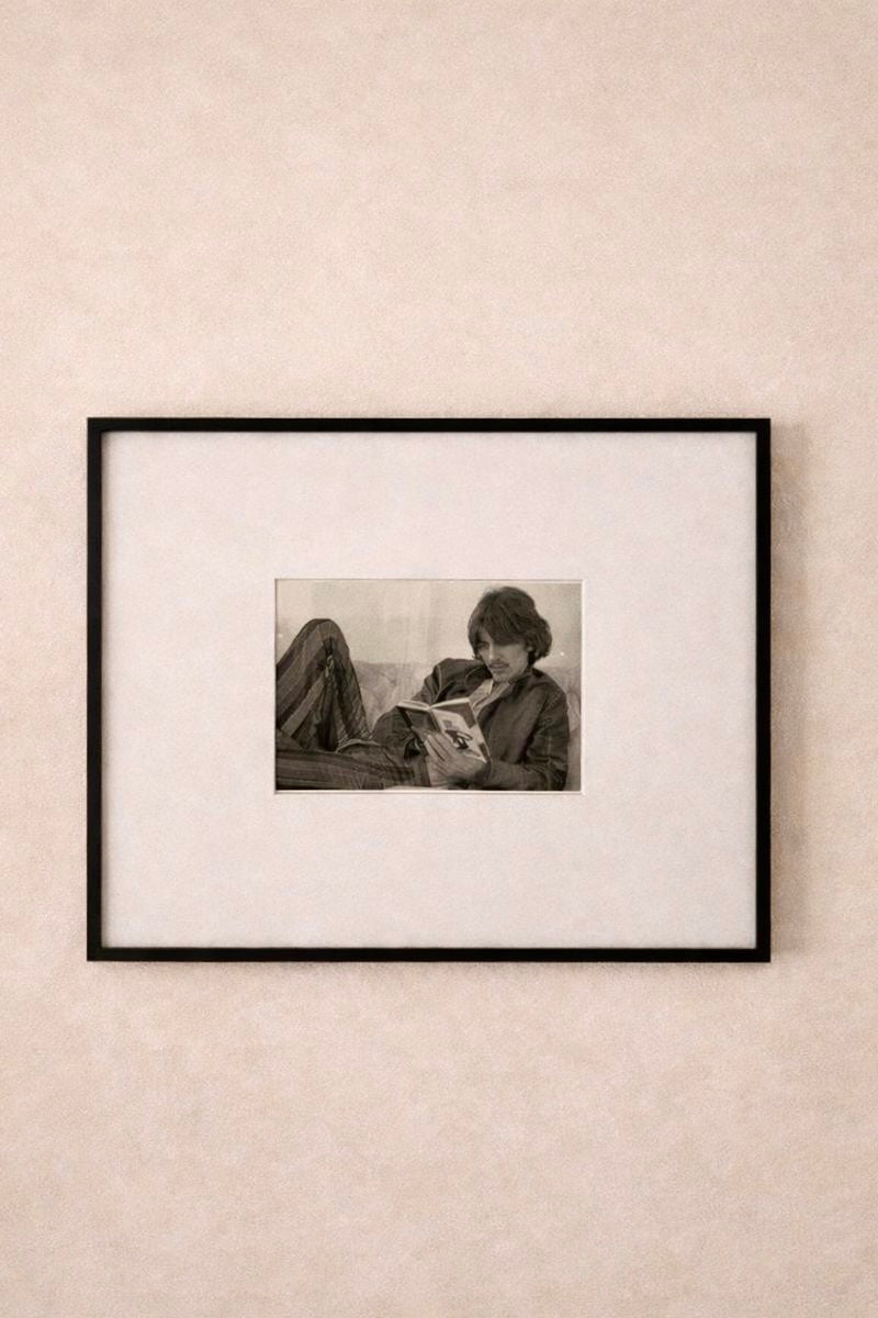 George Harrison Reading — Framed Vintage Photograph (11×14)