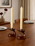 Mid-Century Danish Modern Teak Whale Shaped Candle Holders – Pair