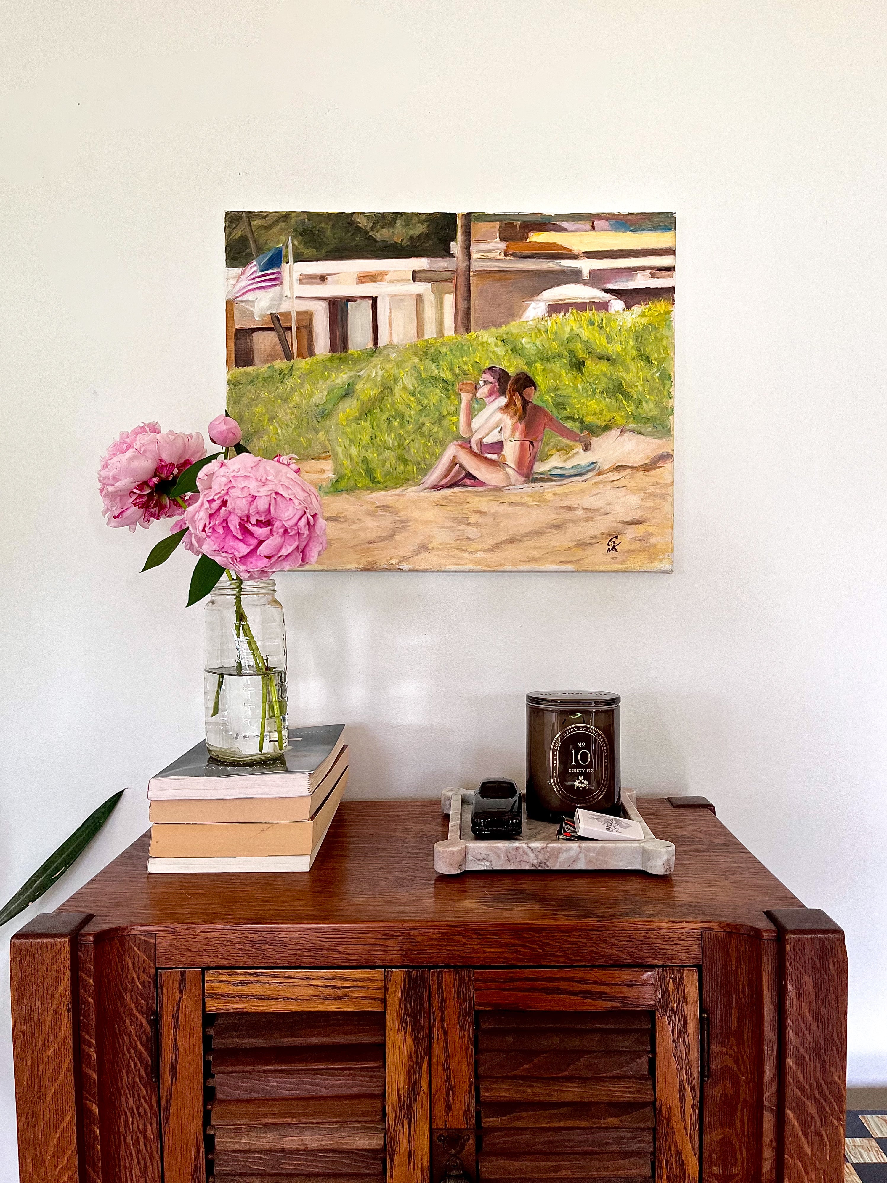 Original Art Beach Scene Summer Painting Canvas 16x20