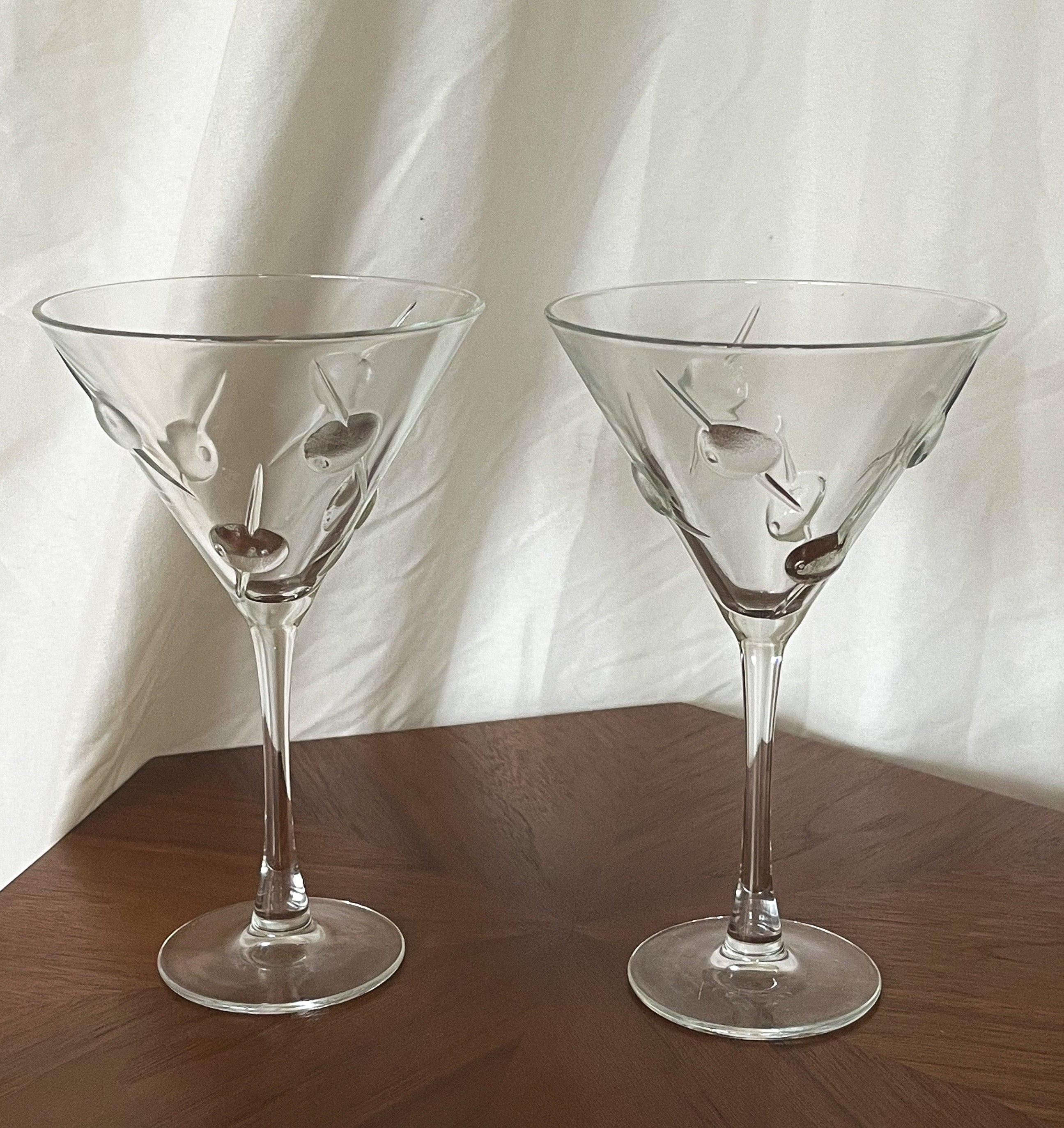 Etched Olive Martini Glasses (Set of 2) — Vintage Barware