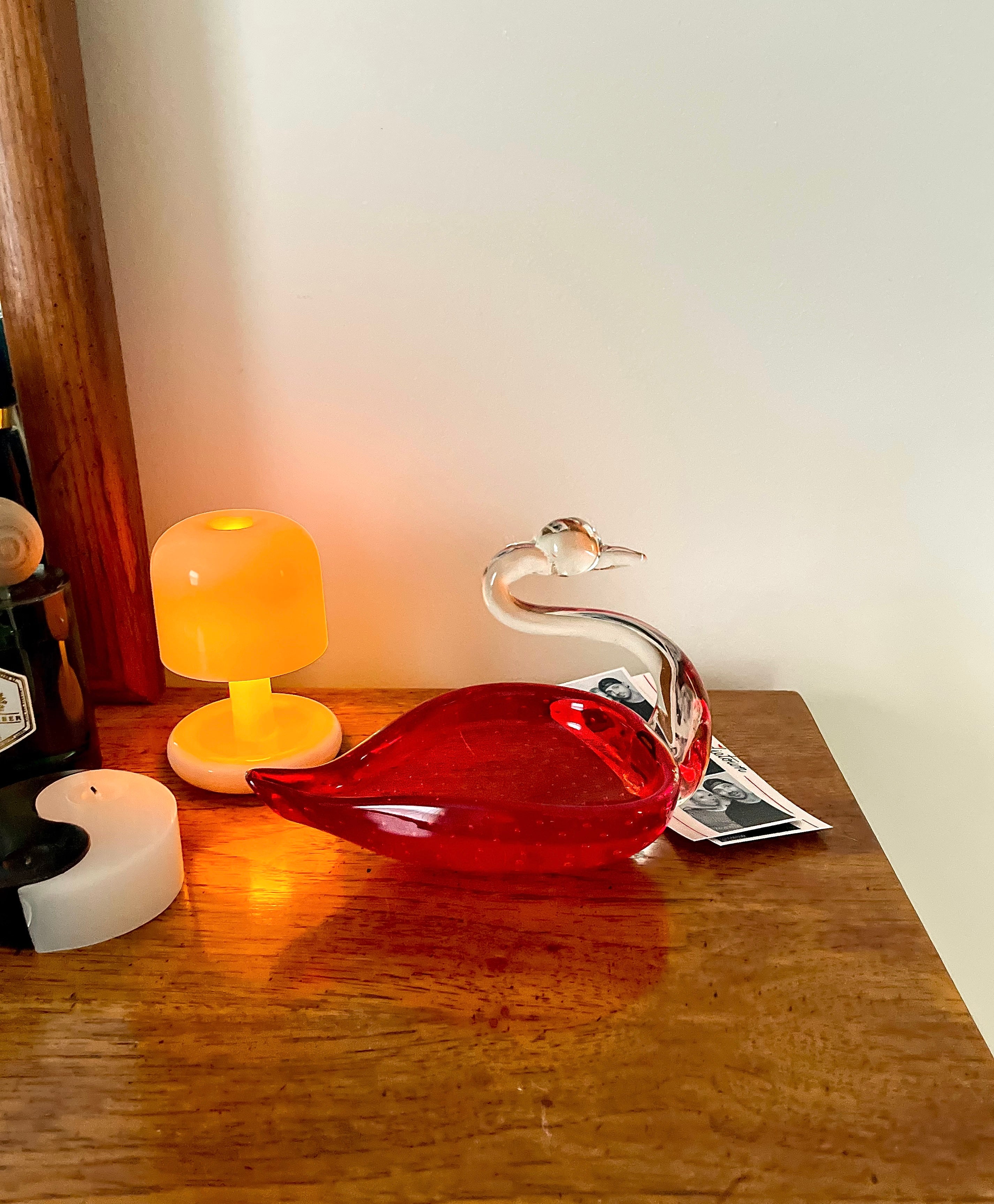 Viking Glass Company Amberina Ruby Red Swan Trinket Jewelry Dish