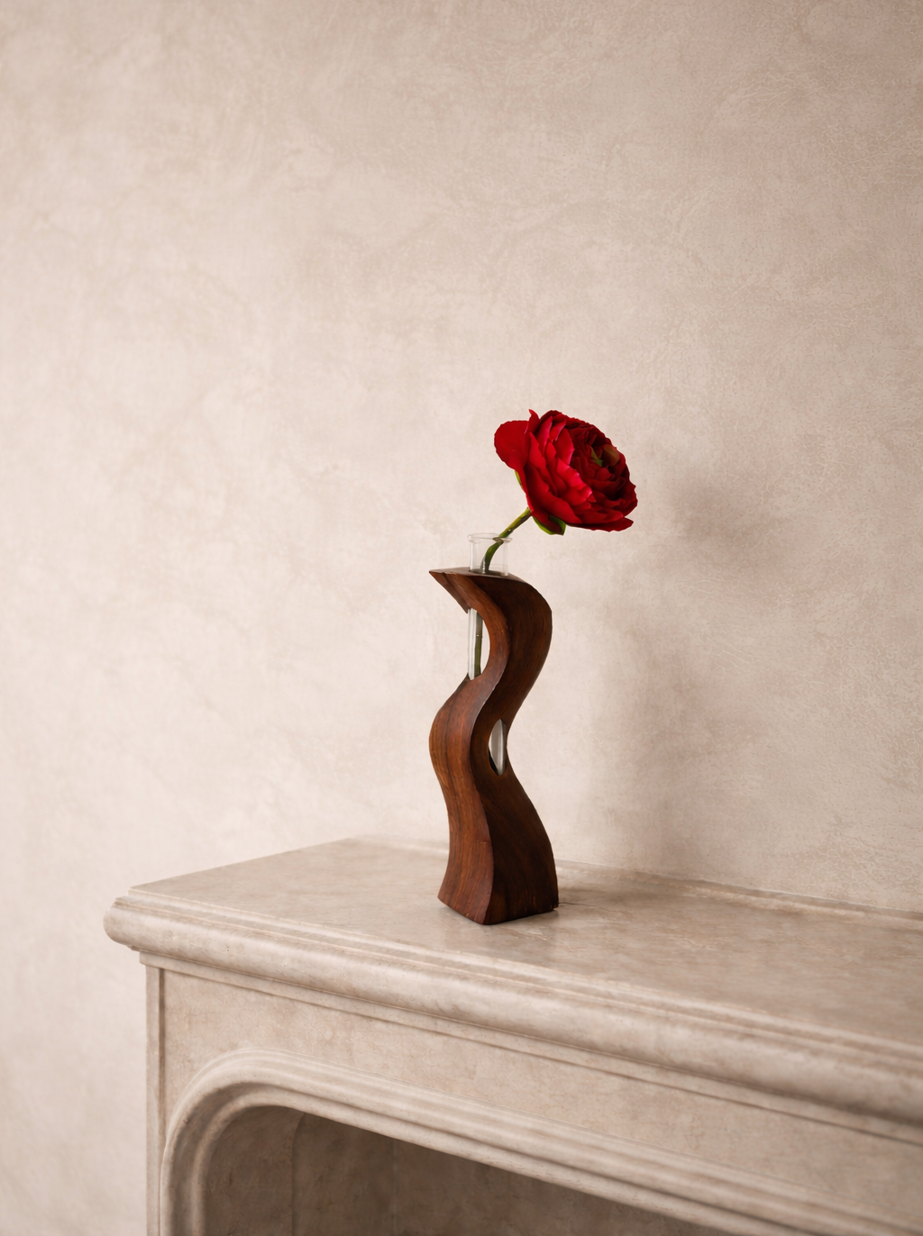 Mid-Century Danish Modern Teak Sculptural Bud Vase (c. 1960s)