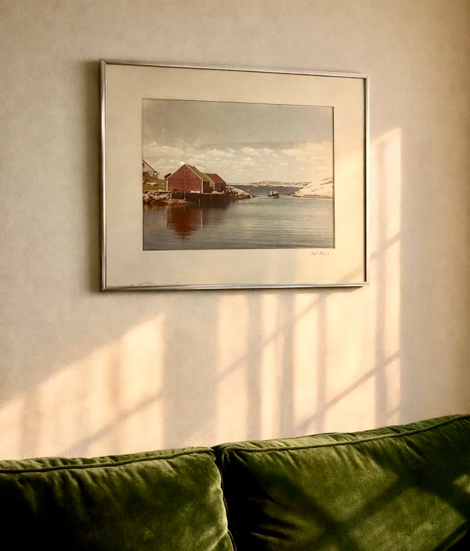 Vintage Coastal Photograph, Signed Nat Kaye (c. 1970s) – Framed 16x20 Nautical Landscape